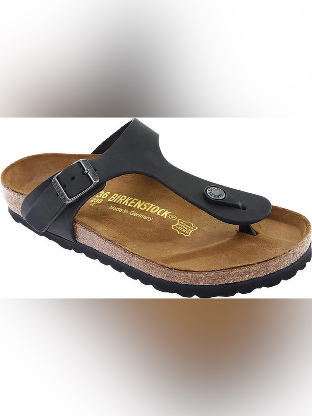 Birkenstock Black Women's Thong Sandals with Cork Footbed